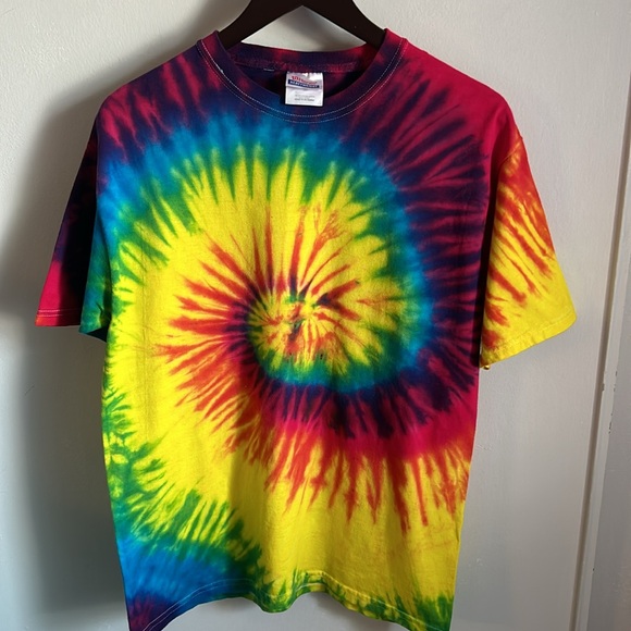 Set of 2 Tie Dyed Retro Hanes Heavyweight Preshrunk Cotton Short Sleeve Tees - Picture 8 of 8